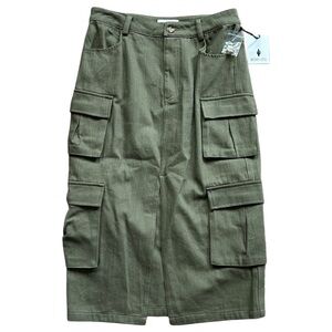 Whiteroom + Cactus Olive Green Cargo Front Slit Maxi Skirt NWT Medium